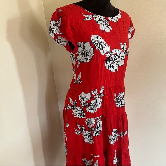 Free People Red Rita Tiered Midi Dress Small - Picture 5 of 11